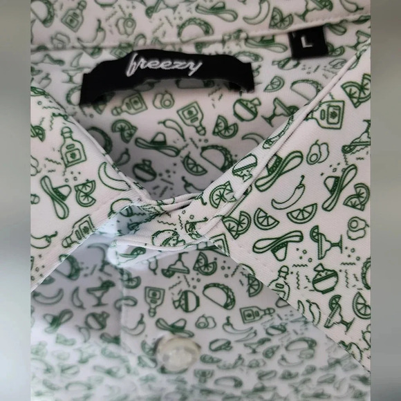 Men's Green Patterned Polo Shirt - Picture 5 of 5